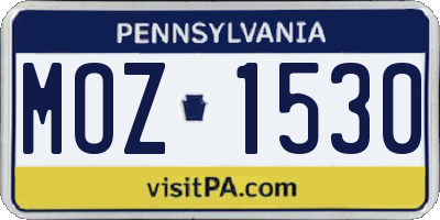 PA license plate MOZ1530