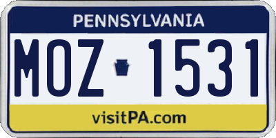 PA license plate MOZ1531