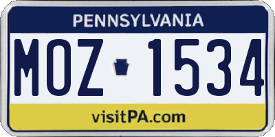 PA license plate MOZ1534