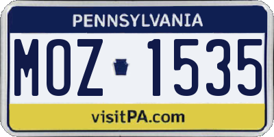 PA license plate MOZ1535