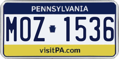 PA license plate MOZ1536