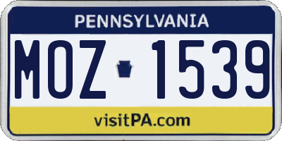 PA license plate MOZ1539