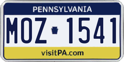 PA license plate MOZ1541