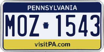 PA license plate MOZ1543