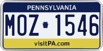 PA license plate MOZ1546