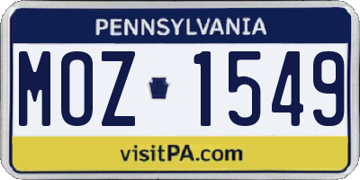 PA license plate MOZ1549