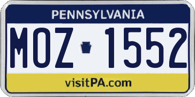 PA license plate MOZ1552