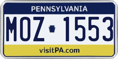 PA license plate MOZ1553