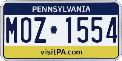PA license plate MOZ1554