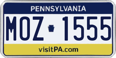 PA license plate MOZ1555