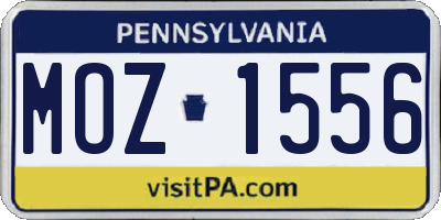 PA license plate MOZ1556