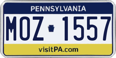 PA license plate MOZ1557
