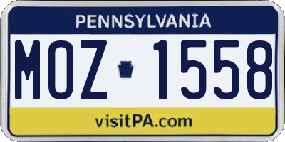 PA license plate MOZ1558