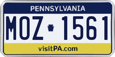 PA license plate MOZ1561