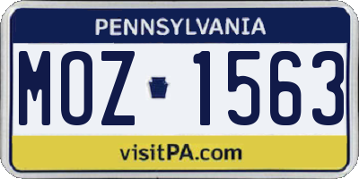 PA license plate MOZ1563