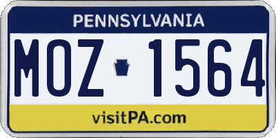 PA license plate MOZ1564