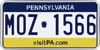 PA license plate MOZ1566