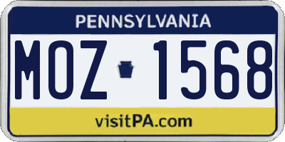 PA license plate MOZ1568