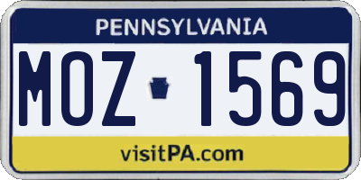 PA license plate MOZ1569