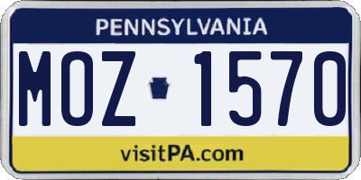 PA license plate MOZ1570