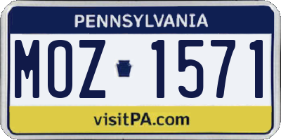 PA license plate MOZ1571