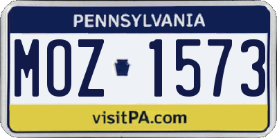 PA license plate MOZ1573