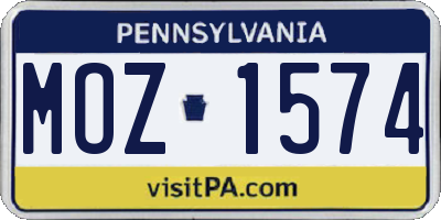 PA license plate MOZ1574