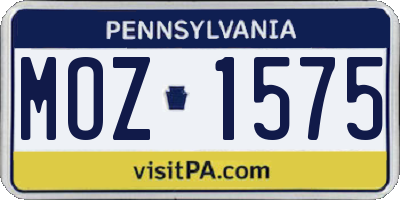 PA license plate MOZ1575