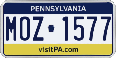 PA license plate MOZ1577