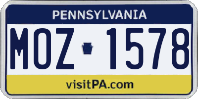PA license plate MOZ1578