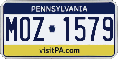 PA license plate MOZ1579