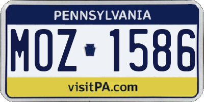 PA license plate MOZ1586