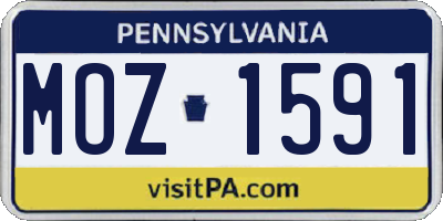 PA license plate MOZ1591