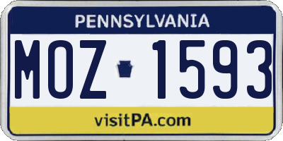 PA license plate MOZ1593