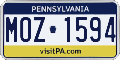 PA license plate MOZ1594