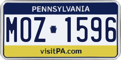 PA license plate MOZ1596
