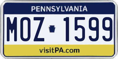PA license plate MOZ1599