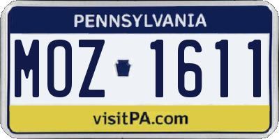 PA license plate MOZ1611