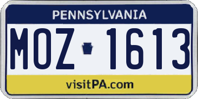 PA license plate MOZ1613