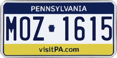 PA license plate MOZ1615