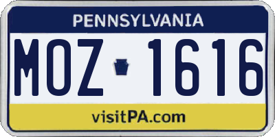 PA license plate MOZ1616