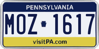 PA license plate MOZ1617