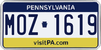 PA license plate MOZ1619