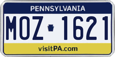 PA license plate MOZ1621