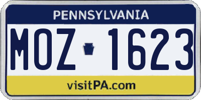 PA license plate MOZ1623