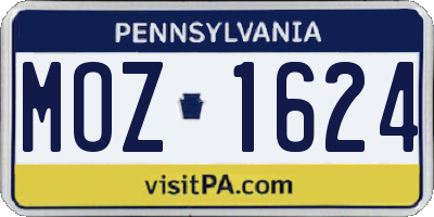 PA license plate MOZ1624