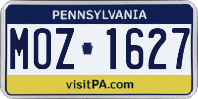 PA license plate MOZ1627