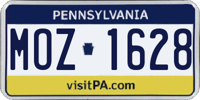 PA license plate MOZ1628