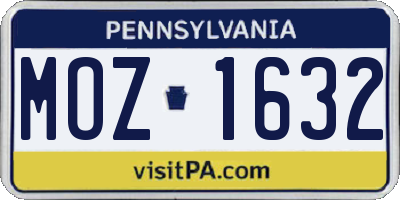 PA license plate MOZ1632