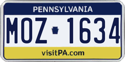 PA license plate MOZ1634